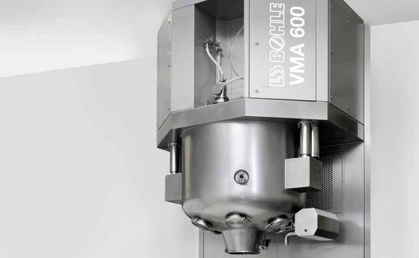 Bohle Vagumator single pot systems are designed for closed, dust-free processing of pharmaceutical granules from charging through discharge including in-line milling.