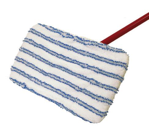 tangling of strands Handle is 54" long Picks up 75% more dirt and dust per swipe than traditional mops 5" pad absorbs seven times its weight in liquid