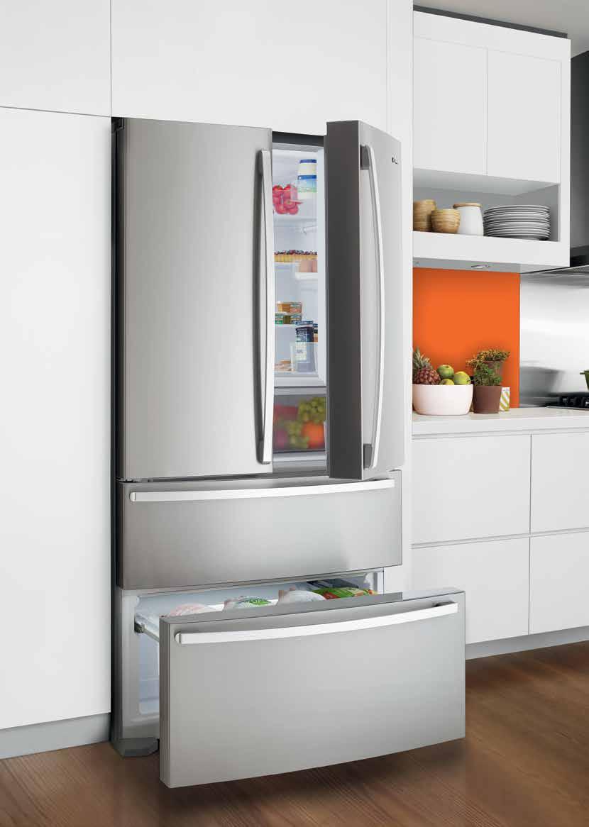 Large French door Features Model WE6200SA gross capacity (litres) 406 food compartment gross capacity (litres) 216 freezer compartment gross capacity (litres) 622 dimensions (and recommended