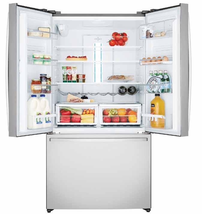 The double door configuration provides convenient access while halving the clearance required for your refrigerator doors, making it perfect for narrow kitchen spaces.
