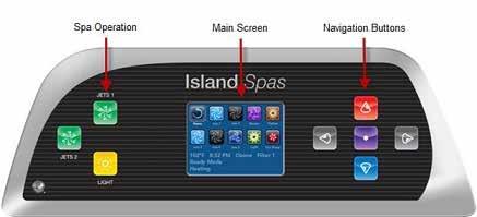 TOPSIDE CONTROLLER INSTRUCTIONS Island Spas 3 Pump Topside Island Spas 2 Pump Topside THE MAIN SCREEN