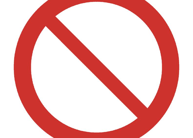 signify a prohibited action None, prohibition shape and colour only P001