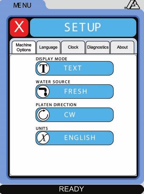 Set-up screen allows user to define choice of
