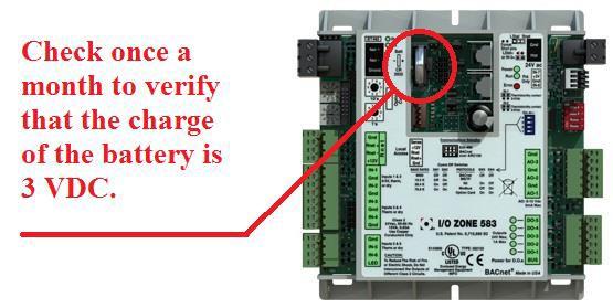 Appendix D I/O Zone 583 Controller Battery Checkout The battery on the unit control module retains the controller s memory in the event of power failure.