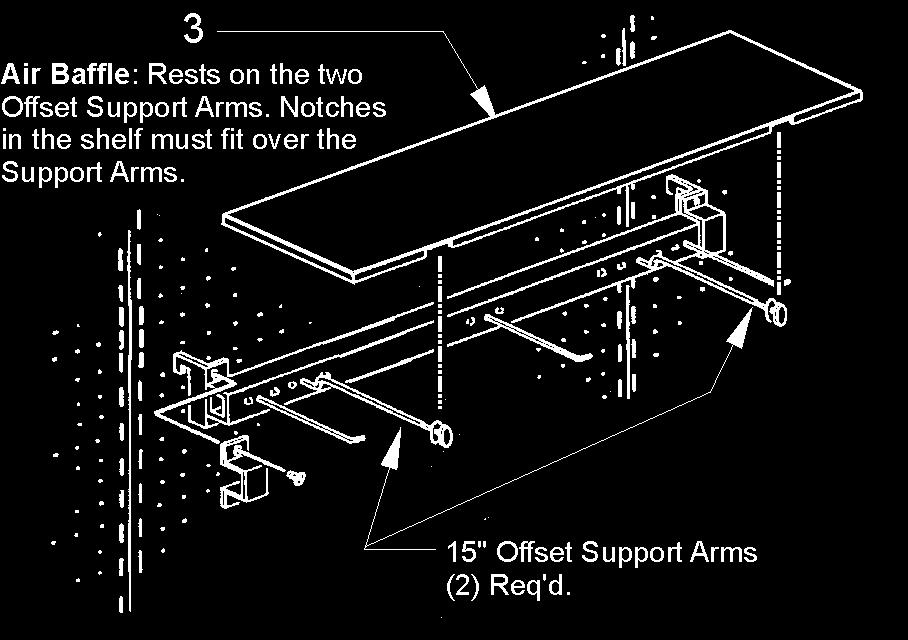 Install support arms in the same manner as the pegs (with offset up). 1. 48 peg bar with 52 holes to accept pegs. Flat side of holes in peg bar must be down and to the front of the bar.