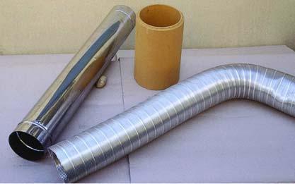 Flexible thin-walled (0.3 mm) stainless steel tubes can be pulled into a non-linear chimney with inclination, but their resistance to corrosion is not satisfactory.