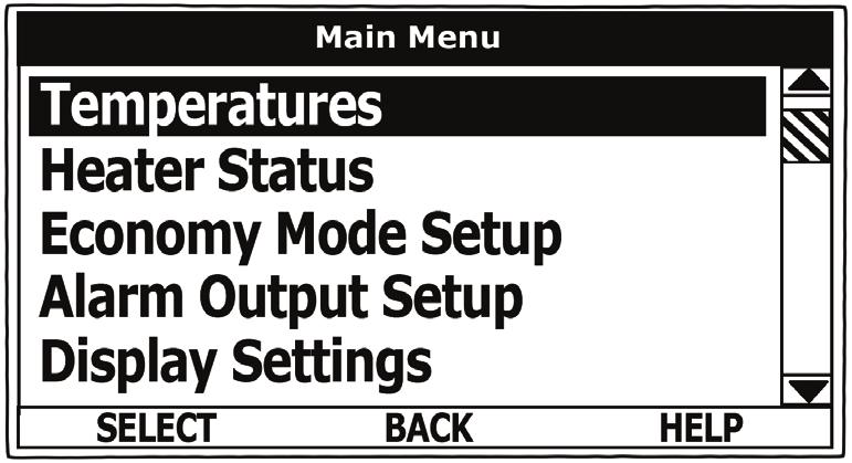 ELECTRONIC CONTROL SYSTEM Temperature Settings The Operating Set Point and the Differential Settings are adjusted in the Temperatures Menu.