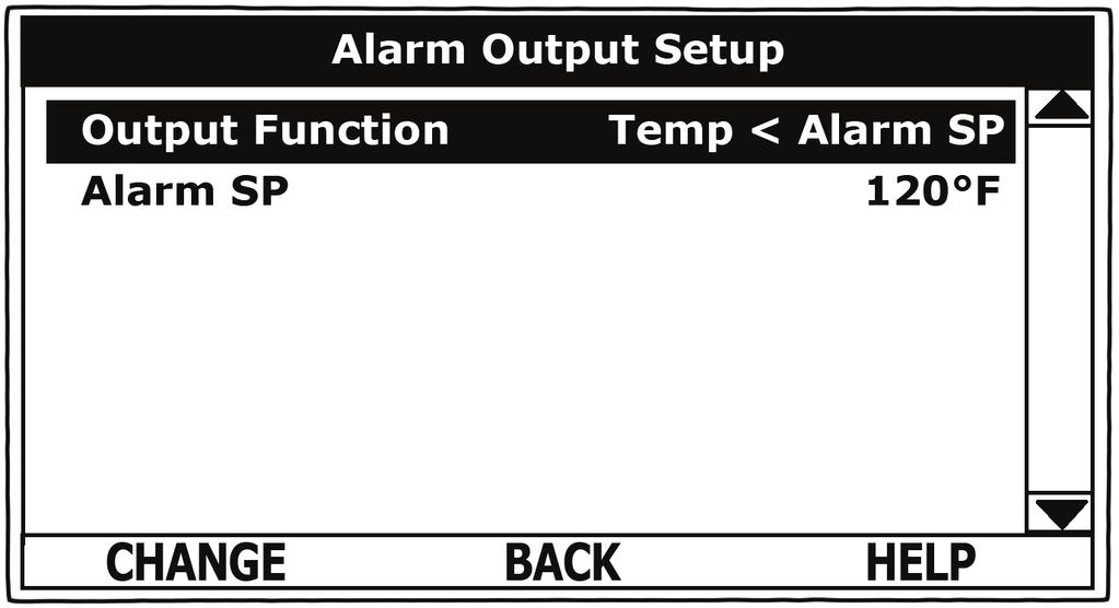 ALARM OUTPUT SETUP MENU ELECTRONIC CONTROL SYSTEM Permits user to set the condition (from a list of options) for when the CCB s integral alarm output relay will be energized.
