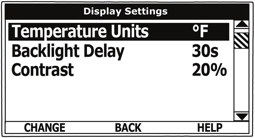 DISPLAY SETTINGS MENU ELECTRONIC CONTROL SYSTEM Permits user to set display options for viewing information on the UIM s LCD screen.