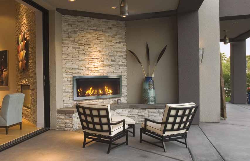 Outdoor Vent-Free linear Incredible Value! Now available at no charge with fireplace purchase. Deluxe 14 piece log set with designer decorative media. See page 18.