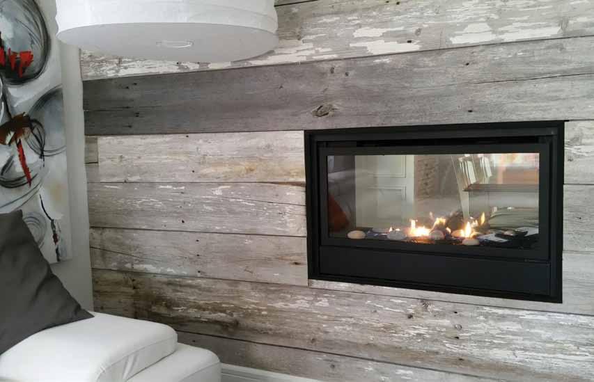 See-Thru Direct Vent Linear Incredible Value! Now available at no charge with fireplace purchase. Deluxe 6 piece log set with designer decorative media. See page 18.