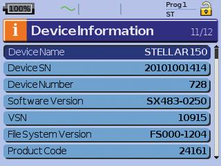 Device Information This screen shows the serial number (displayed as Device SN), device number, software version and other component versions.
