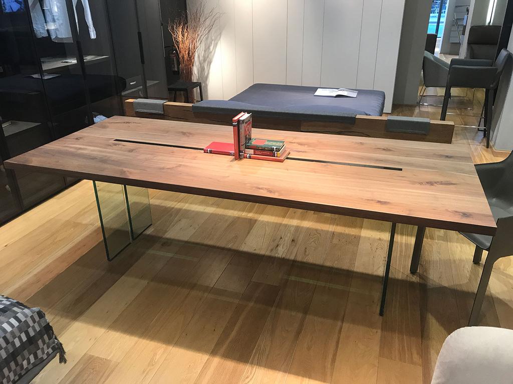 DINING Tables LLT wood table Partner: FIAM Wooden Top and clear tempered glass legs. W.240 x D.