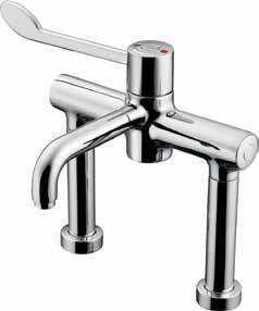 3kg Special Care Markwik 21 pillar mixer, single lever sequential with bioguard Demountable pillar mixer tap with integral thermostat single sequential lever, single flow fixed horizontal nozzle.