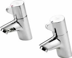 Piccolo 21 basin pillar taps Water saving vandal resistant lever operated brassware. Durable easy clean design with clearly marked (non rub off) hot and cold markings.