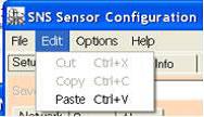 SNS Sensor Configuration Tool presents a list of all the saved settings. You can select which saved settings to delete.