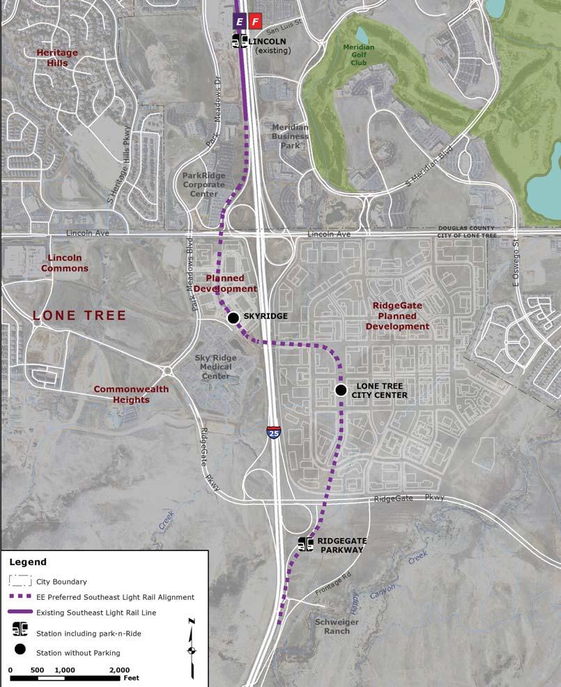 History of Southeast Extension Limited Major Investment Study The identification and evaluation of alternatives to extend transit on the Southeast Corridor began in 2000, when the City of Lone Tree