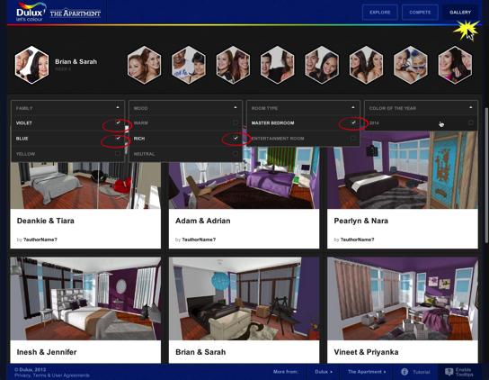 10 NAVIGATING THROUGH GALLERY ROOMS In this mode you ll be able to view ALL rooms designed by contestants and by other users just like you.