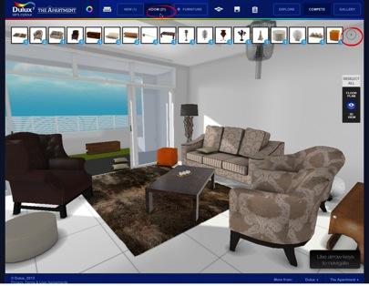 26 (5) When you hover over the furniture you can see its brief data. Click with the right mouse button and drag the furniture thumbnail into the room.