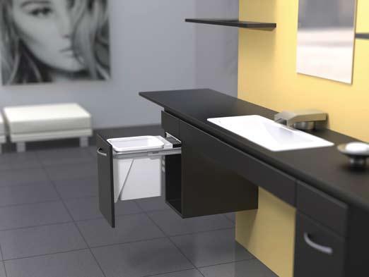 The Compact 15L bin allows sink plumbing to be directed behind the bin, allowing more