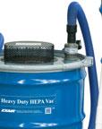 An optional fi lter protector is available to extend the life of the HEPA fi lter. The Heavy Duty HEPA Vac does not use electricity and has no moving parts, assuring maintenance free operation.