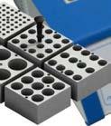 The user calibration function allows for easy calibration to in-house standards when required. Interchangeable blocks are available to accommodate a wide variety of tubes, plates and slides.