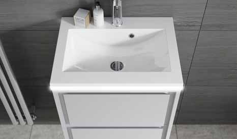 Available in three colours, white, anthracite, matt light grey. Choice of up to four* mineral marble basins.
