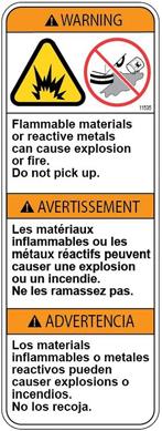 WARNING LABEL Flammable materials can cause explosion or fire.