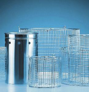 steel closed basket*, 350 266mm (H Dia) 40L FRONT LOADING MODEL AL02-05-150 Stainless steel wire basket, 185 210 500mm (H W D) Baskets for horizontal autoclaves AL02-05-151 Stainless steel closed