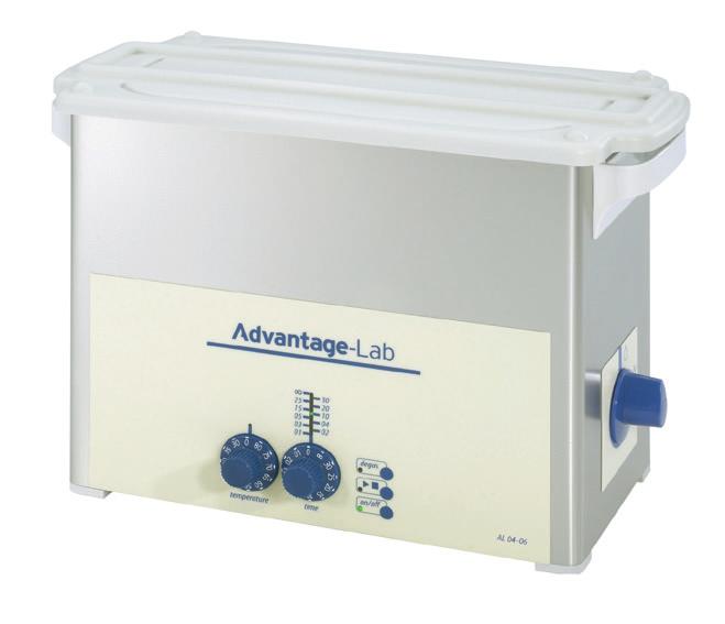 heating up allowing a uniform temperature in the bath Indication of remaining cleaning time via diodes Splashwater-proof operating panel Plastic carrying handles (5.75L, 12.