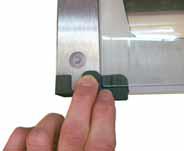 (Glass holder tabs on left & right sides of door keep inner door glass in place.) 2.