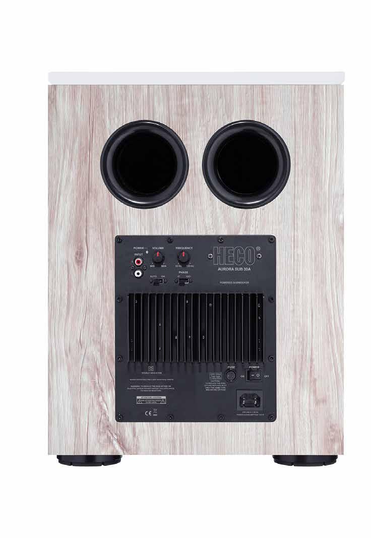 HIGHLIGHTS Powerful active subwoofer with 30 cm high-power woofer and high-performance amplifier Modern design: Silk-matt lacquer combined with modern wood decors Sturdy MDF enclosure with one-piece