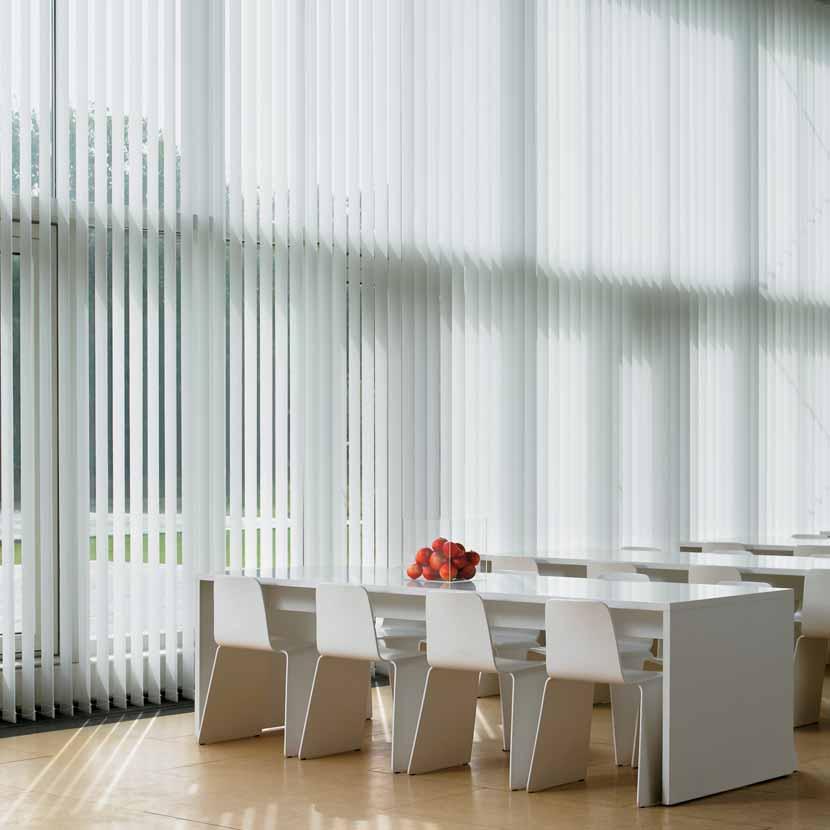 Vertical Blinds, functional elegance INTERNAL VERTICAL BLINDS Vertical blinds are particularly suitable for areas with wide window spans.