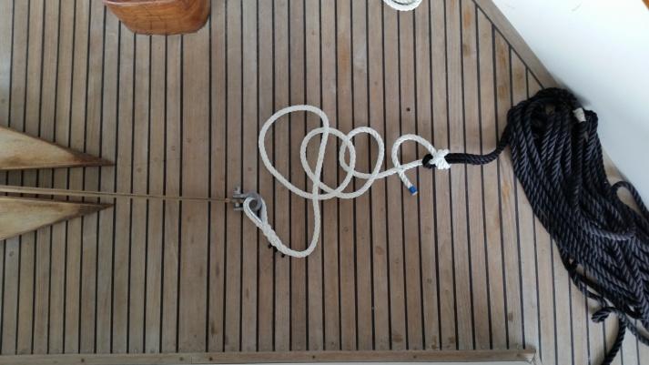 Reconnect the keeper between the anchor and bow cleat. Close the plastic cover on the FOOT PEDAL CONTROL. Turn off the WINDLASS POWER SWITCH. Replace the chain cover on the deck.