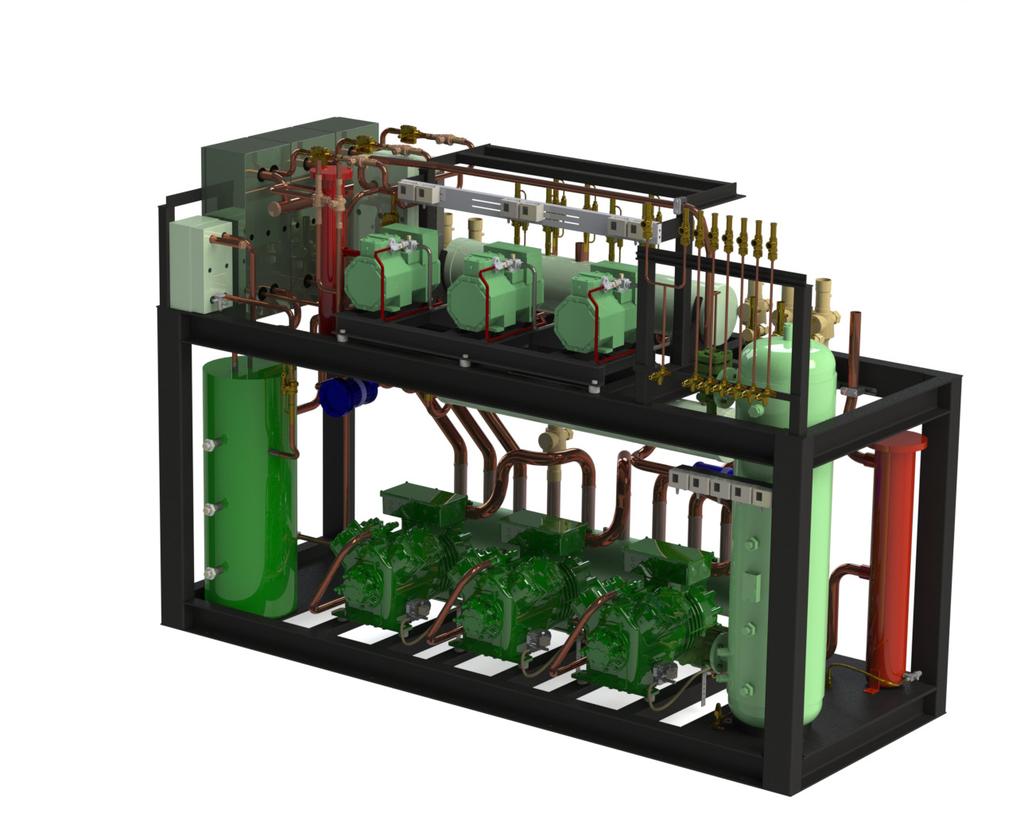 Modular Cascade R134a / R744 The newly developed Cascade solution by BITZER Australia provides the combination of low side R744 /CO2 and R134a high side systems into the one compact unit.
