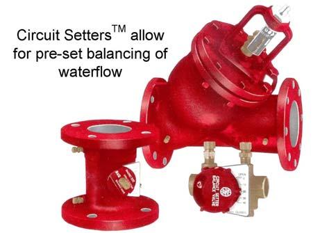 Circuit Setters are valves that allow for preset balancing as in direct return system. The manufacturer s application information should be used when using circuit setters in a design.