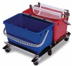 Includes a well-fitting lid to elimate liquid spillage during transport. Use one side for cleaning and disinfecting solutions, and the other for dirty waste solution.