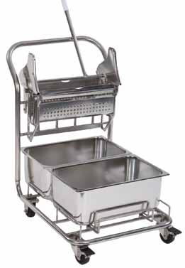 An extendable frame pulls out of the front of the cart to accommodate an additional bucket.