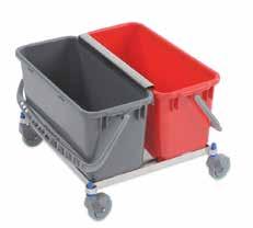 The durable, lightweight caster base is easy to maneuver around the cleanroom, and the two bucket system allows for differentiation between cleaning and waste solutions.