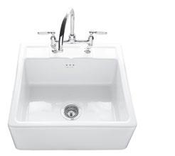 Butler 600TL Sit-on Sandown Sit-on CPBS600TL SANDOWN W 595mm W 800mm White Tap ledge with bridge tap facility 2 punched tap holes 90mm waste outlet for a basket strainer waste Suitable for a waste