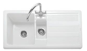 Colorado 100 Inset with drainer CO100 W 1010mm Colorado 150 Inset with drainer CO150 W 1010mm White Reversible* 2 Semi-punched tap holes 90mm waste outlet for basket strainer waste Suitable for waste