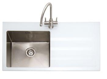 glass sinks Vitrea 100 Inset with drainer VT100WH Vitrea 150 Inset with drainer VT150WH W 1000mm W 1000mm Bowl 1.
