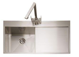 stainless steel sinks Cubit 100 Inset with drainer CU100 W 1000mm Cubit 150 Inset with drainer CU150 W 1000mm Bowl frame 1.2 mm stainless steel Satin stainless steel finish Edge profile thickness 1.