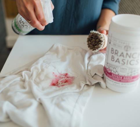 LAUNDRY Using Branch Basics removes chemical residues from clothes that have been cleaned with harsh detergents and bleach that are toxic and can be absorbed by the skin.