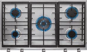 75 kw) 1 auxiliary burner ( 1 kw) 9 cm gas hob Double ring burner with a professional look.