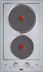 nominal power: 1 W Modular electric hob Stainless steel surface Metallic looking frontal knob 2 cooking zone: 1 electric plate 145 mm Ø(1,5 kw) 1 electric