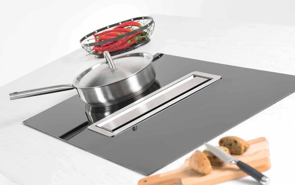flow-in flawless integration of the induction hob and hood the hob and hood integrated in one body enable a practical installation 41 FLOW-IN HOOD ease of cleaning thanks