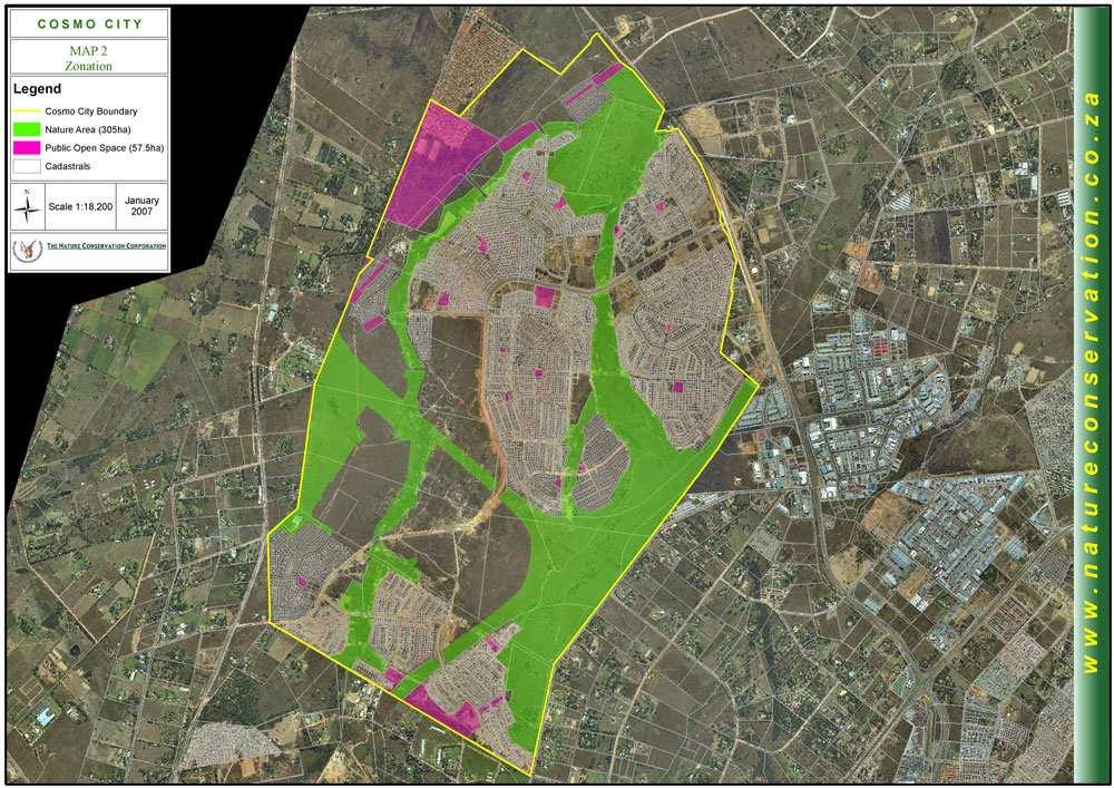 COSMO CITY Ecological Management Conservation areas at Cosmo City Legend: Yellow: