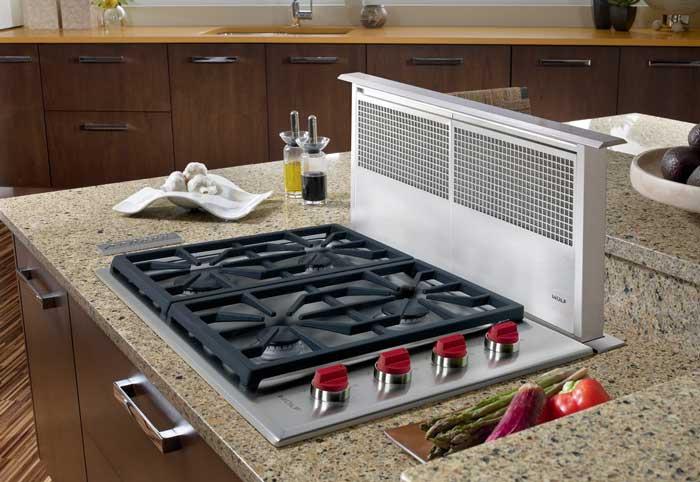 unit. The rangetop, like a pro range, has the higher BTU along with griddle and