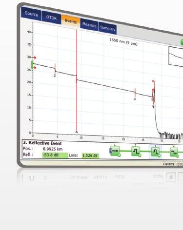 LOADED WITH FEATURES TO BOOST YOUR EFFICIENCY Real-Time Averaging Activates the OTDR laser in continuous shooting mode, the trace refreshes in real time and allows to monitor the fiber for a sudden